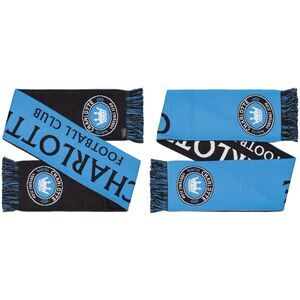 Charlotte FC Two Tone Scarf Carolina Blue & Black w/Silver Embroidery 60” x 8”